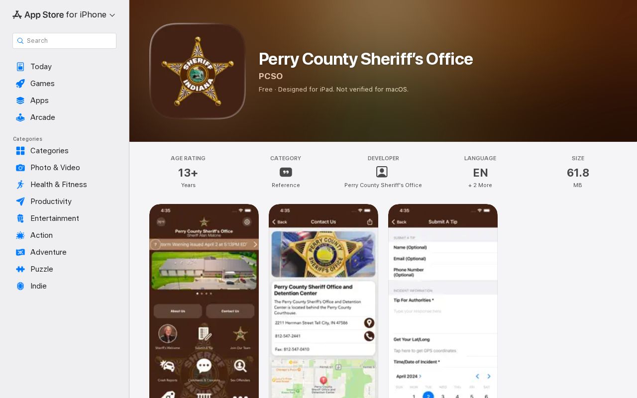Perry County Sheriff app for supplemental arrest information