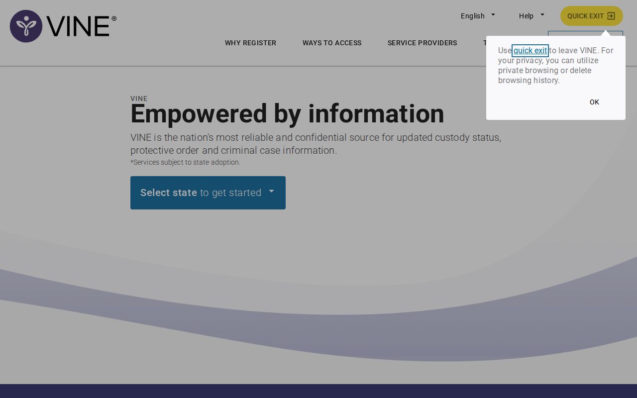 Perry County VINELink custody check search and alert interface